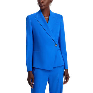 NWT HUGO BOSS Jia Wrap Front One-button Wool Women's Blazer Blue $595 - Size 8